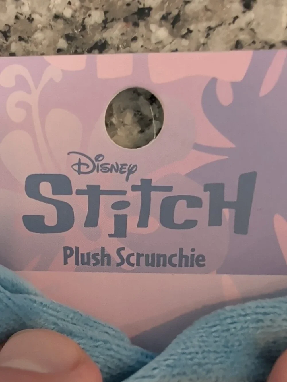Disney Blue Cartoon Character Plush Scrunchie with Pink Ear Accents